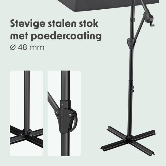 LifeGoods Parasol flottant - Rond Ø300 cm - UPF 50+ et Imperméable - Gris foncé