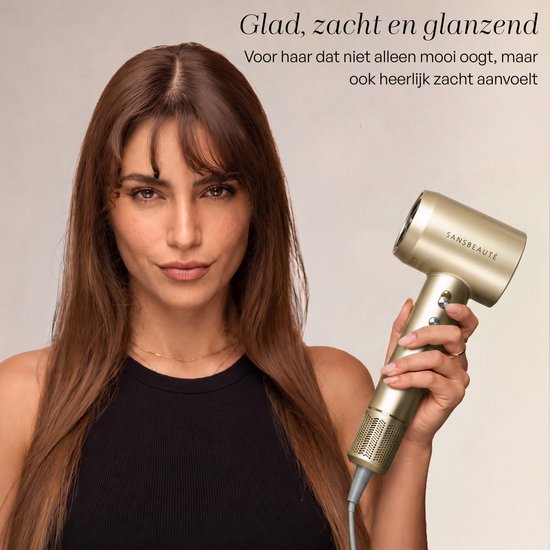 Sèche-cheveux Sansbeauté® avec diffuseur - Boucles - 110 000 tr/min - Sèche-cheveux ionique avec brosse - 3 vitesses - 3 embouts - Sèche-cheveux de voyage - Sèche-cheveux - Kit pour boucles - Sèche-cheveux avec diffuseur - Sèche-cheveux professionnel - 2