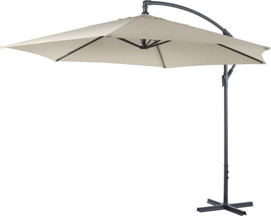 Lifetime Garden Parasol flottant avec pied - Parasol inclinable - ⌀300 x 300 cm - Parasol de balcon avec système d'inclinaison - réglable jusqu'à 3 mètres de haut - Parasol Champagne