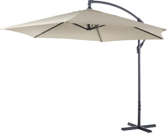 Lifetime Garden Parasol flottant avec pied - Parasol inclinable - ⌀300 x 300 cm - Parasol de balcon avec système d'inclinaison - réglable jusqu'à 3 mètres de haut - Parasol Champagne