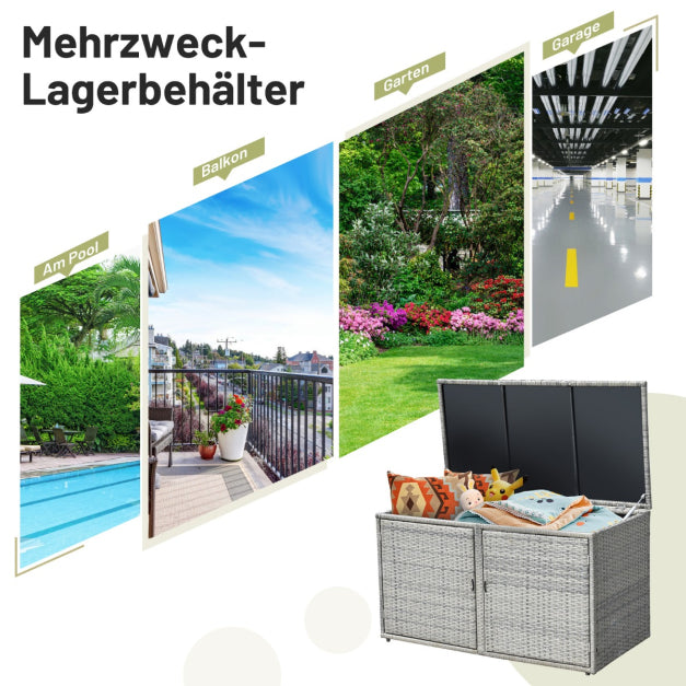 Coffre à coussins Coast 330 litres - Rotin - 115 x 60 x 65 cm - Gris