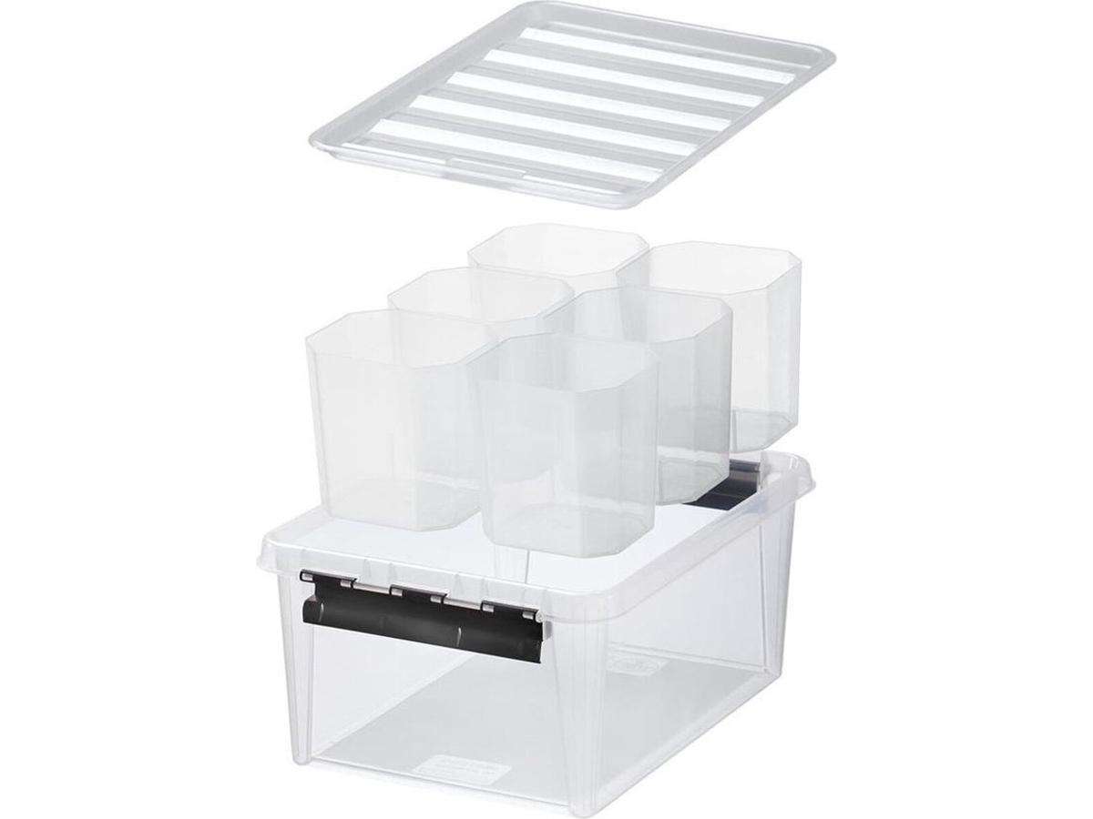 Orthex SmartStore Classic - Boîte de rangement avec séparateurs - Transparente - 14 litres - lot de 3
