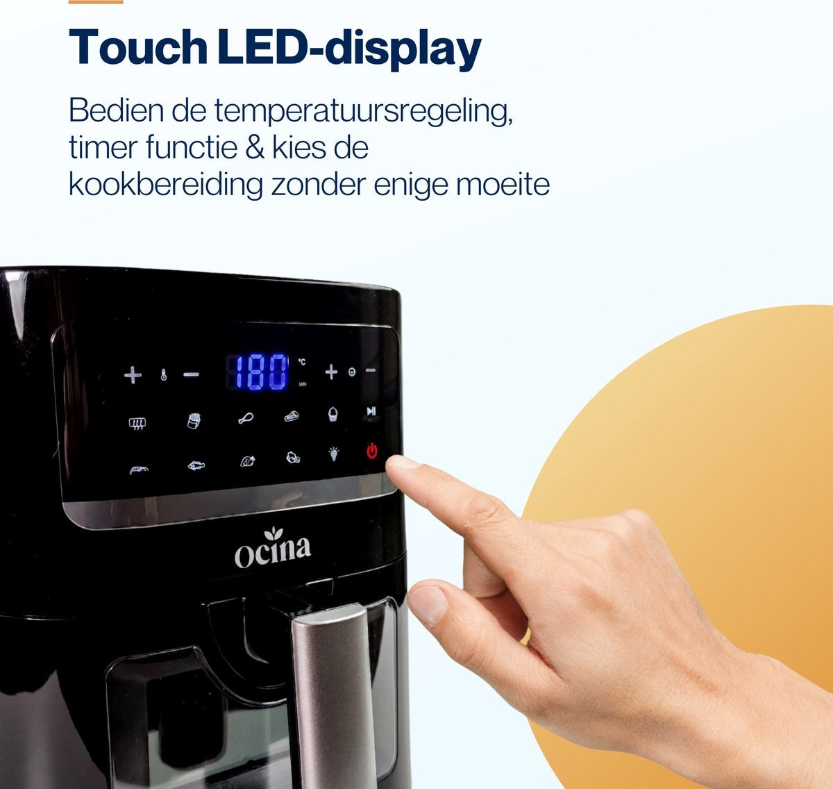 Ocina Airfryer - Friteuse à air chaud - 1600W - 4.5L - Affichage digital - Noir