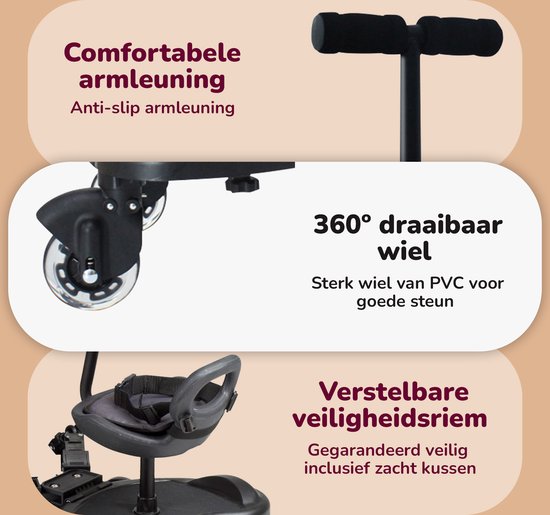 HeppieBabie Universal Riding Board Deluxe - avec siège - pour poussette - Buggy Board - avec livre d'école