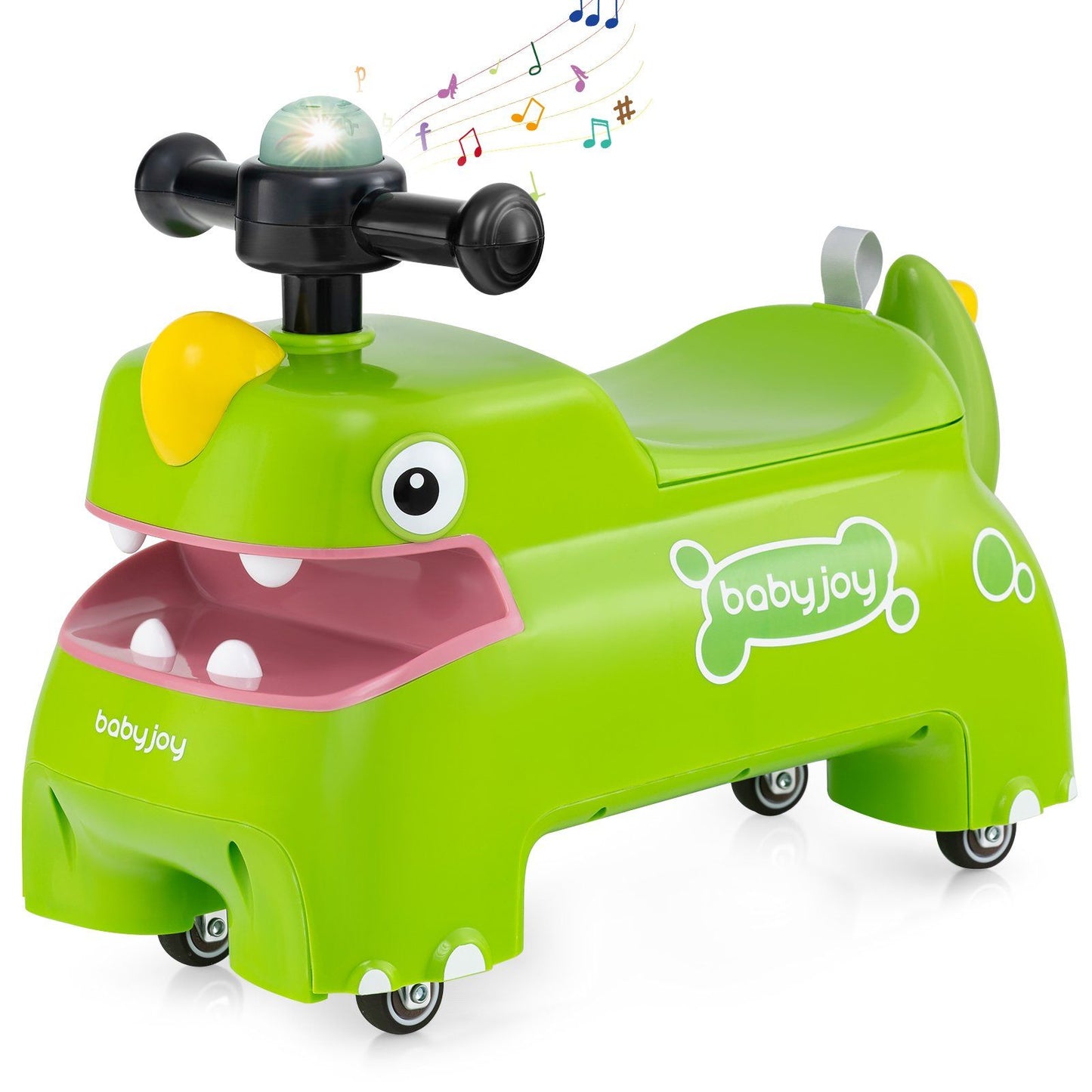 Coast Toddler Seat-Toy Vehicle with Storage, Light & Sound - Dino Design - Green - 52 × 23.5 × 38 cm