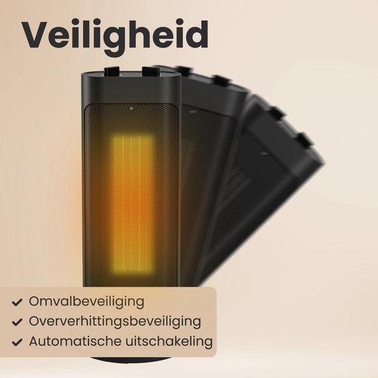 Auronic Fan Heater Pro - Chauffage céramique - Chauffage 2000W - Noir