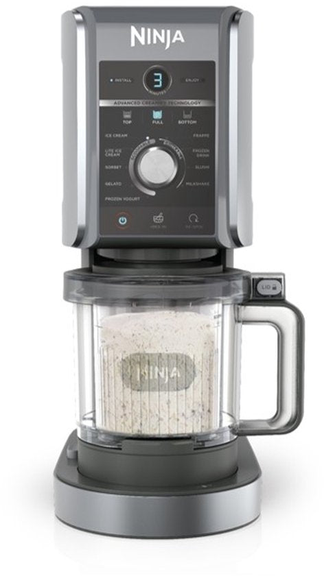 Machine à glaces Ninja CREAMi Deluxe NC502EU – 10 programmes – Noir – 1,4 L – Pour préparer soi-même des glaces, des sorbets, des gelatos et des milkshakes – 2 bols inclus