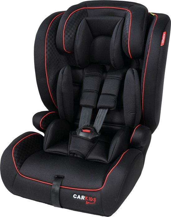 Siège auto Carkids I-Size Luca - Conforme à la norme I-Size R-129 - Pour les enfants mesurant entre 76 et 150 cm - Appui-tête réglable - Noir/Rouge