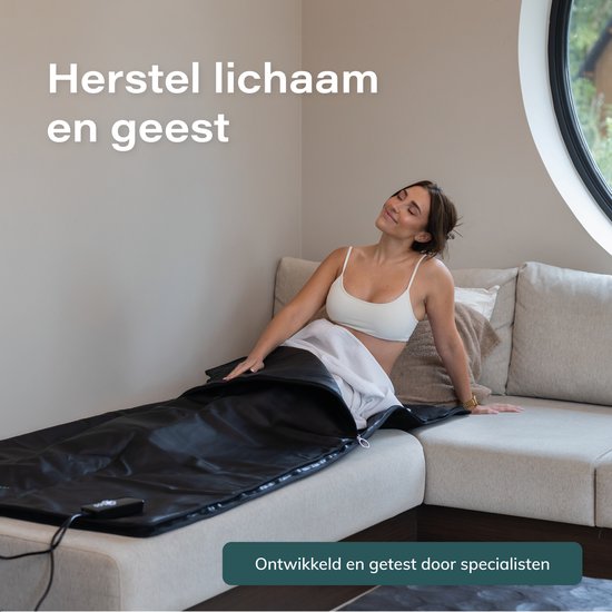 Couverture infrarouge ComfortFlow - 35 à 85º - Couverture de désintoxication incluse - Infrarouge - Thérapie par la lumière rouge - Sauna - Thérapie par la lumière rouge - Lampe - Chaleur - Électrique - Couverture - Pour les muscles, la fibromyalgie et le