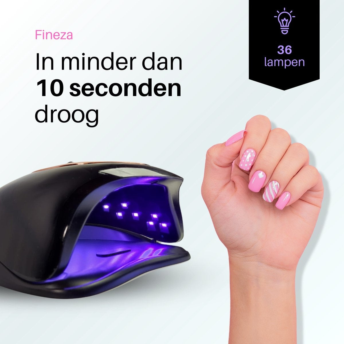 Fineza Lampe UV pour ongles en gel - Séchoir à ongles LED - Séchoir à ongles pour vernis en gel - Lampe à ongles - Noir