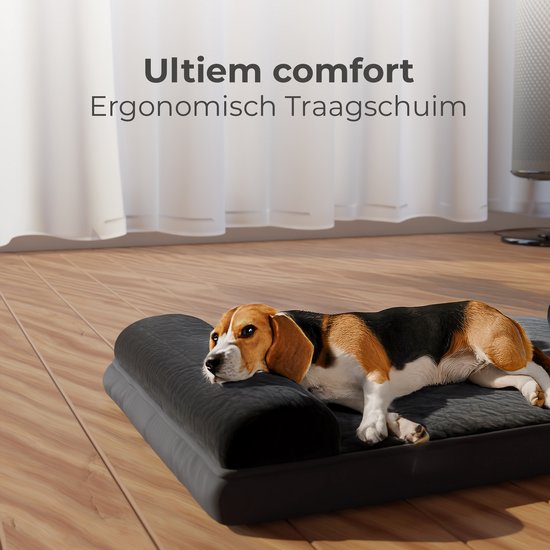 CozySense® Coussin orthopédique pour chien - 60 X 42 cm - Taille S - Imperméable - Convient comme coussin de banc et lit pour chien - Housse lavable - Noir