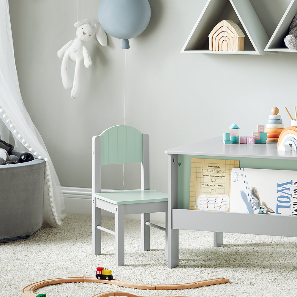SoBuy Table enfant avec 2 chaises - Max. 75 kg - 60 x 60 x 48 cm - Vert clair