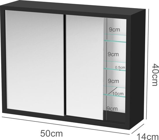 Armoire à pharmacie - armoire de toilette au-dessus du lavabo salle de bain toilette - portes coulissantes - 50 x 40 x 14 cm