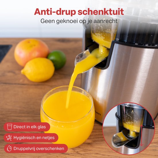AoraKitchen Presse-agrumes - Presse-orange électrique - 600ML - Presse-citron - 160W - Extracteur de jus - 2 cônes de pressage