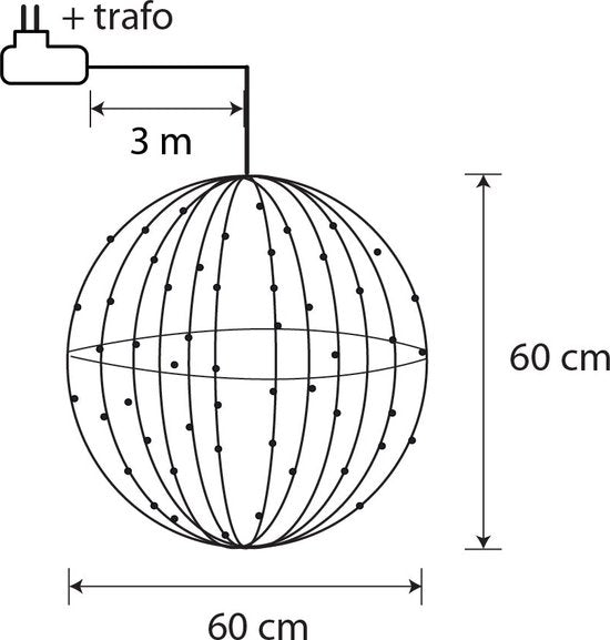 Luca Lighting Christmas Light Ball with Classic White LED Lights - Ø60 cm - Silver