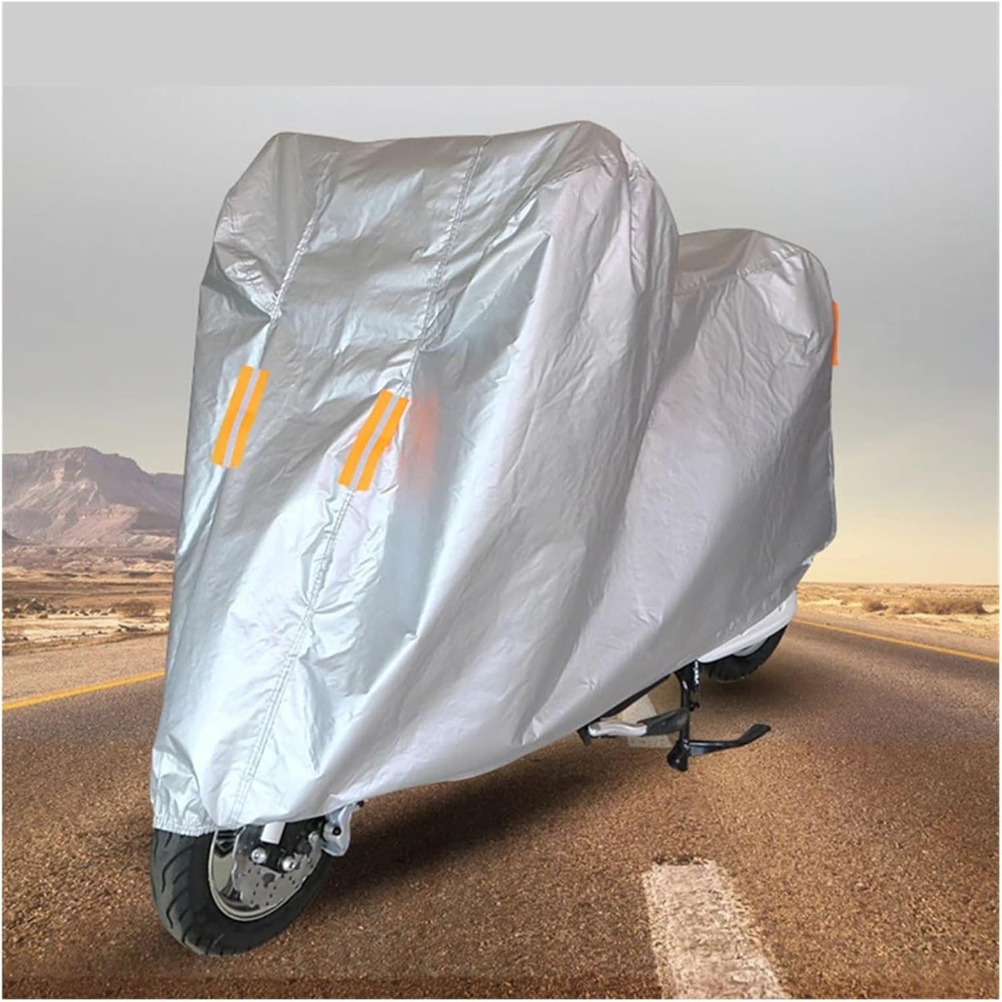Housse de moto imperméable - argentée - coupe-vent - résistante aux déchirures - pour la plupart des motos