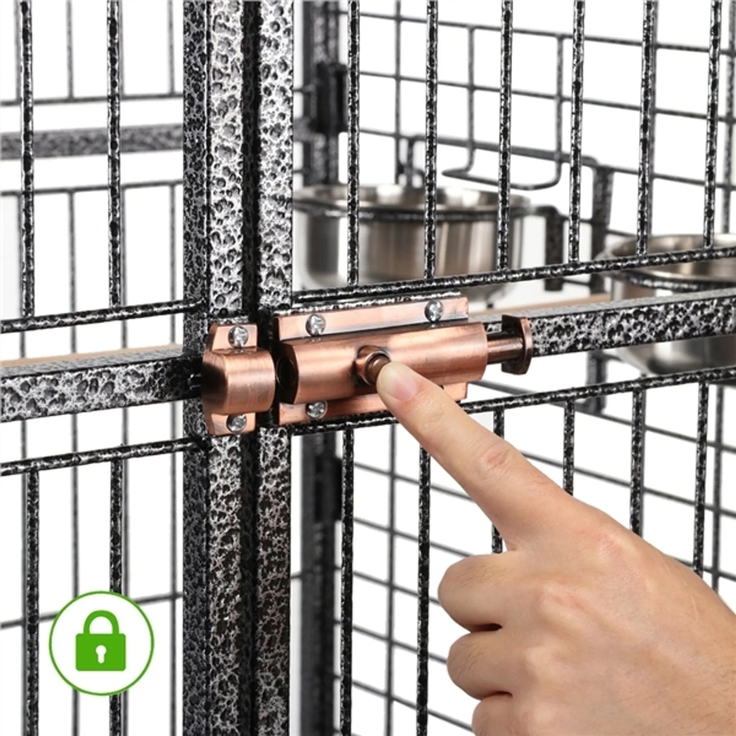 Yaheetech Cage à oiseaux Cage pour perroquets - 81 x 77 x 154-160 cm - équipée d'un toit victorien pliant et d'un collecteur de saletés et d'une base mobile - pour perroquets et grands oiseaux - métal martelé noir