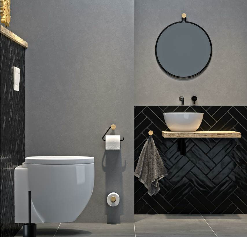 Tiger Sem Miroir de salle de bain rond 47 x 53 cm (Ø 45 cm) Chêne noir