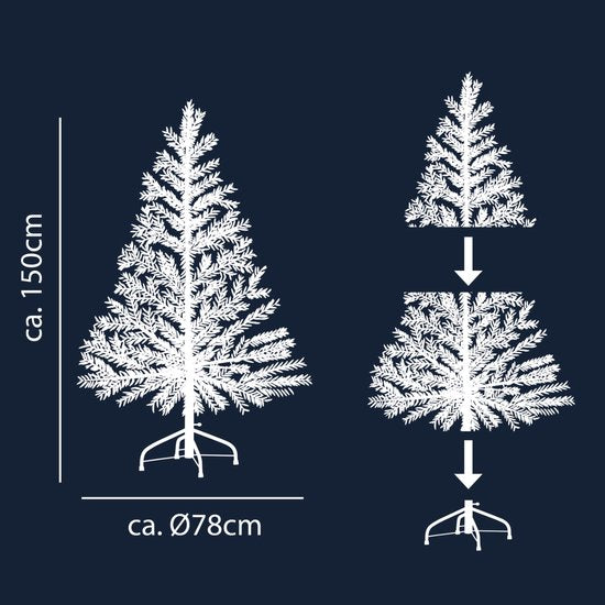 Arti Casa Artificial Christmas Tree 150 cm - Arbre de Noël avec support - Arbre d'intérieur Ø78cm - Vert