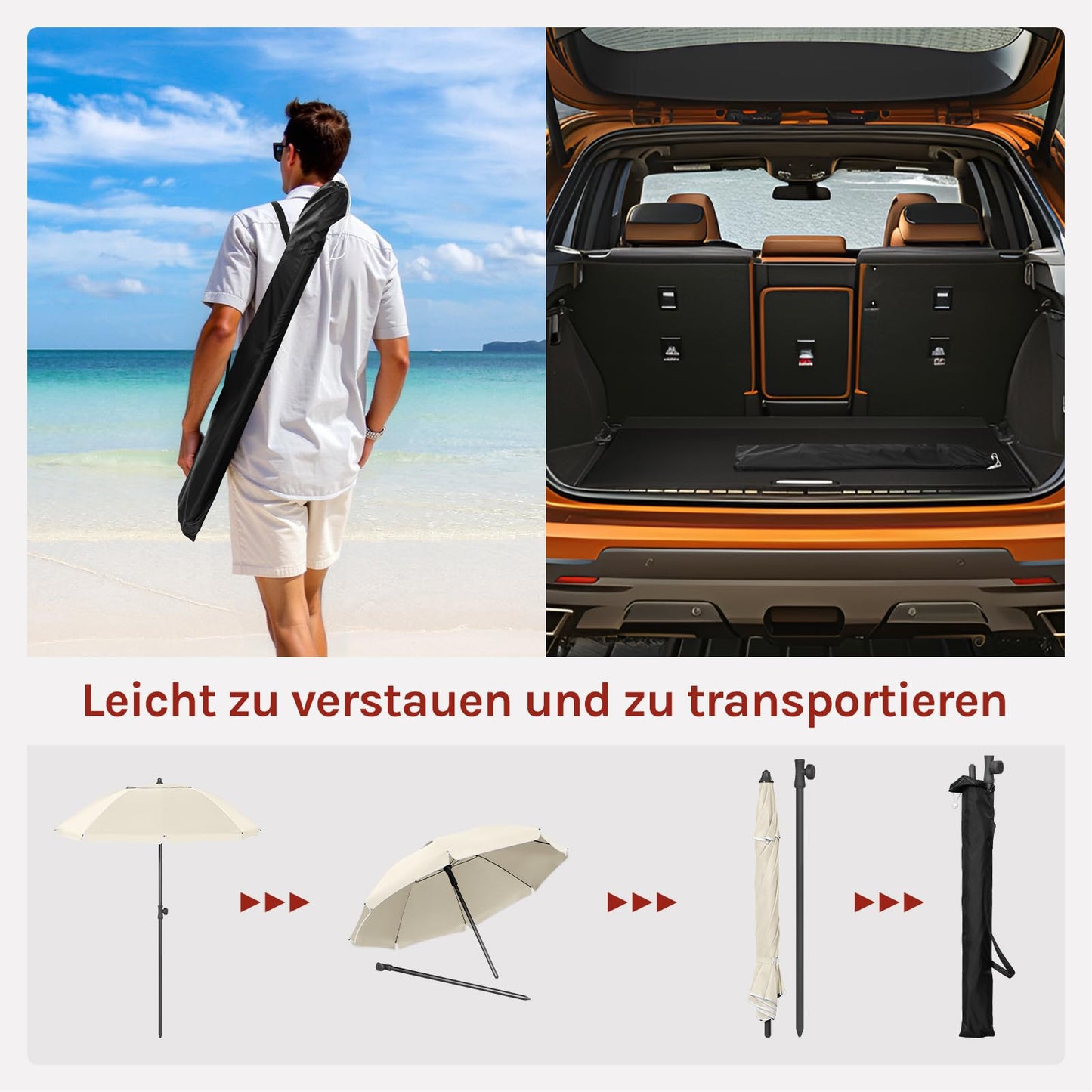 Parasol de balcon Woltu - Rond - Réglable - 155 cm - Beige