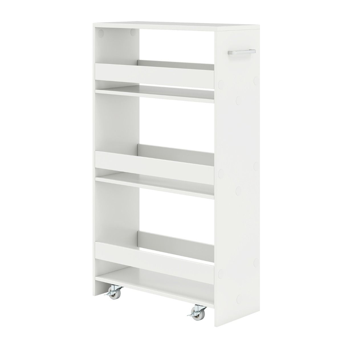 Chariot de cuisine Coast - étagère étroite à niches sur roulettes - 4 niveaux - blanc - 47,5 x 20 x 80,5 cm