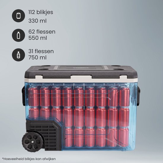 Auronic Electric Cool Box - Compresseur - 80L - 12V et 240 volts - Réfrigérateur de camping - Frigobox Car - Avec roues et poignée - Noir