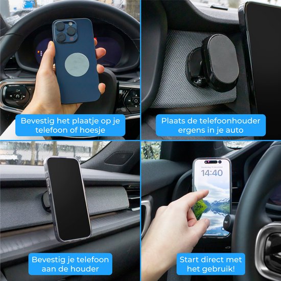 Nuvance Phone Holders Car Magnetic - Mobile Phone Holder Car - Phone Holder - Magnet - Fold-out