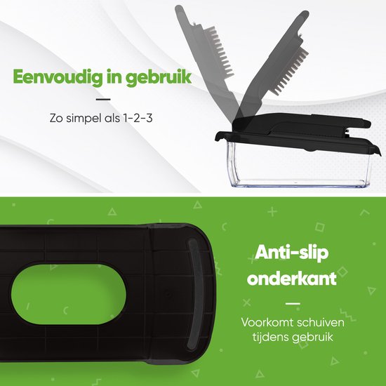 Mandoline Stosh - Coupe-légumes - Coupe-oignons - Coupe-spirale - 7 pièces - Noir - Sans BPA