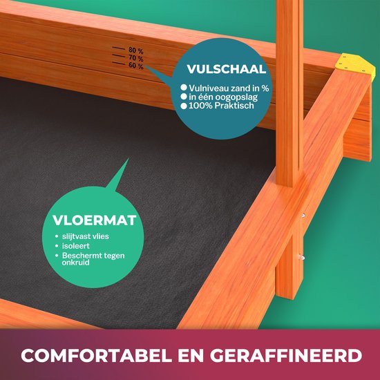 Spielwerk Sandbox - Bois Toit ouvrant UV 50+ Max - 140x140x120cm