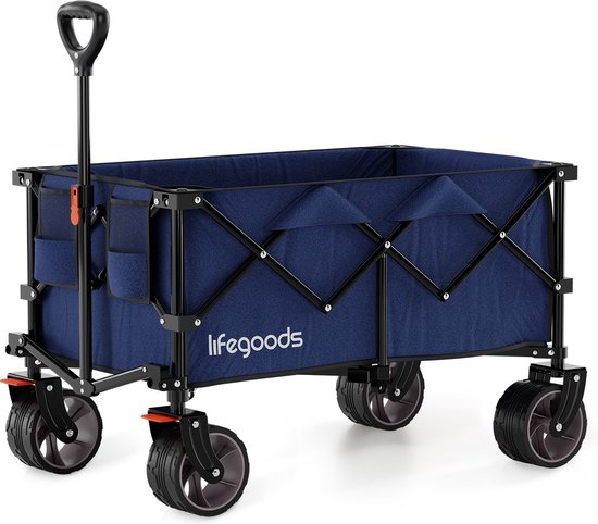 Chariot de Plage LifeGoods - Camping - XL - Pliable - 200L - Bleu