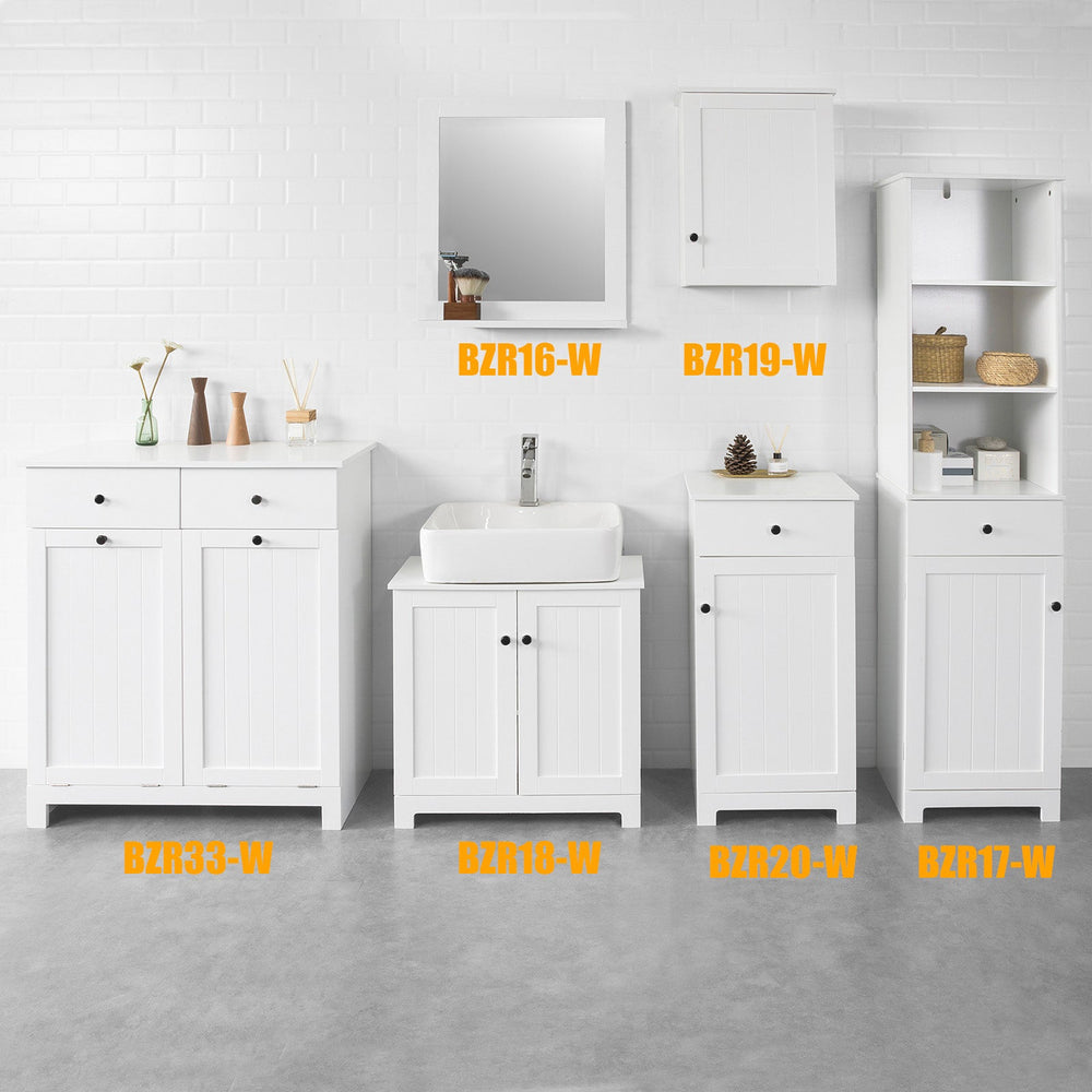Meuble de salle de bain, SoBuy BZR33-W, Pour 2 paniers à linge, Avec 2 tiroirs, 78x90x38 cm, Blanc