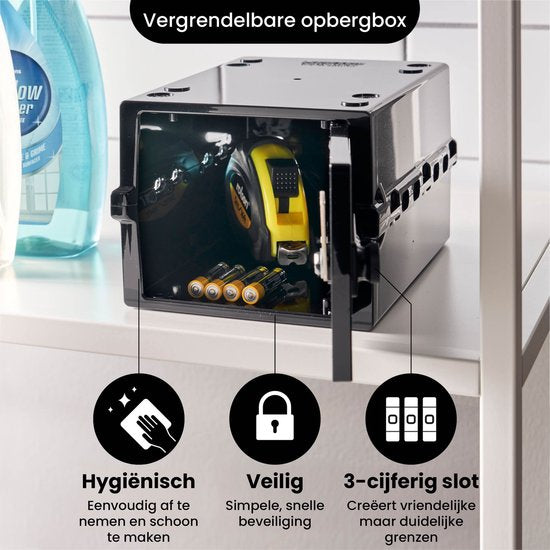 Lockabox Mini™ Boîte de rangement avec serrure numérotée - Armoire à pharmacie verrouillable - Coffre-fort en polycarbonate - Résistant au réfrigérateur et au congélateur - 3 litres - 22.3 x 15.4 x 12 cm