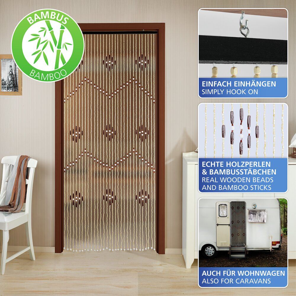 Rideau à perles en bambou Maximex multicolore - 90 x 200 cm - 31 brins