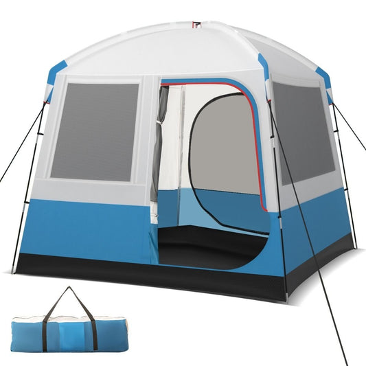 Tente de camping Coast pour 5 personnes - Grande porte en filet et tapis de sol - Imperméable - 248 x 248 x 230 cm - Bleu/Blanc