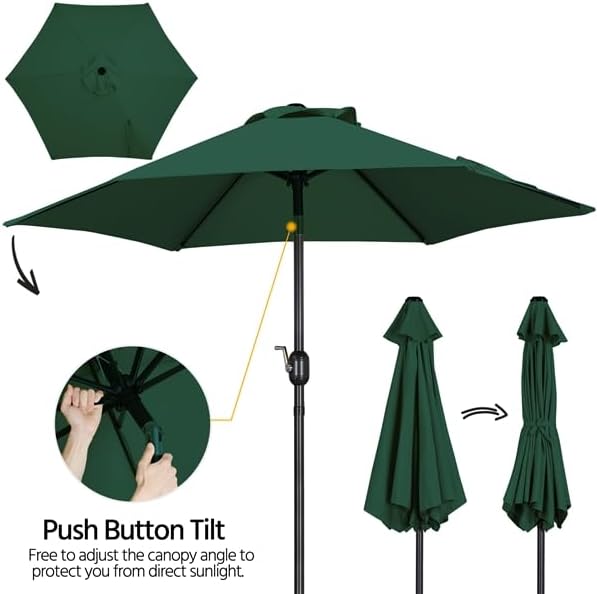 Parasol de jardin Yaheetech 222,5 cm - Inclinable - Avec manivelle - Polyester - Imperméable