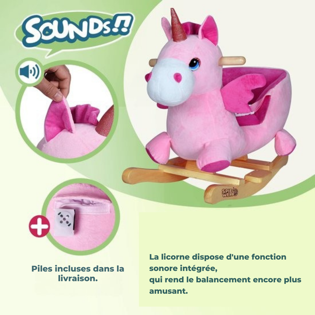 Spielwerk Rocking Chair Unicorn - Ceinture de sécurité à partir de 12m - Rose