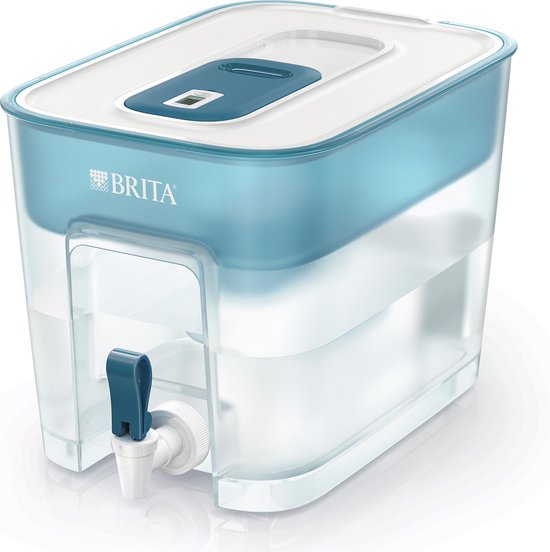 BRITA - Carafe filtrante - Flow Cool - Filtre à eau - Distributeur d'eau - 8,2 L - Bleu - avec 1 cartouche filtrante MAXTRA PRO ALL-IN-1