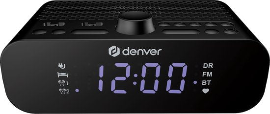 Denver Radio-réveil DAB avec Bluetooth - Réveil numérique - Chargement via USB-C - Radio FM - Double alarme - CRD515