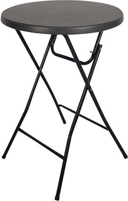 BRASQ Bartable Black ø80 x 110 cm - Table de bar - Table pliante - Pliable en plastique et métal pour l'intérieur et l'extérieur