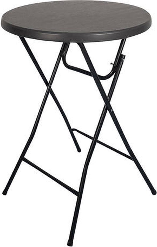 BRASQ Bartable Black ø80 x 110 cm - Table de bar - Table pliante - Pliable en plastique et métal pour l'intérieur et l'extérieur