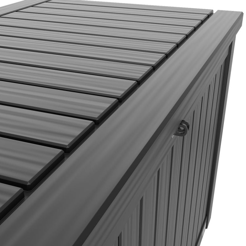 Boîte de rangement XXL LifeGoods - Cushion Box L - Plastique - 570L - Ressort à gaz - Résistant aux intempéries - Gris foncé