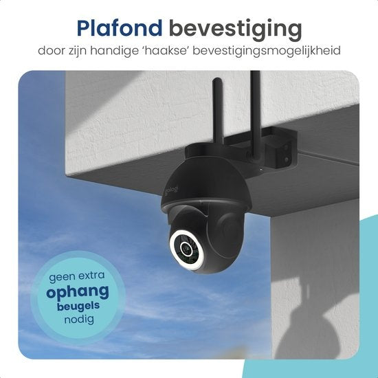 Gologi Superior Outdoor camera 2 - Caméra extérieure avec vision nocturne - Caméra de sécurité - Caméra de sécurité - Montage mural et sur toit - 4MP - Avec wifi et application - Noir