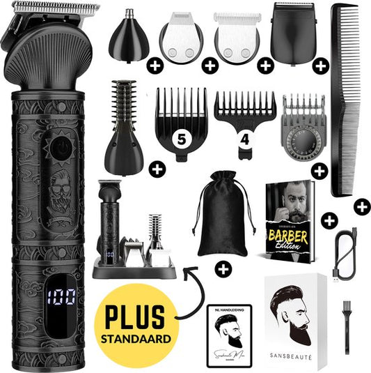Tondeuse à barbe 7-en-1 Homme + Standard - Tondeuse pour barbe et corps - 6 accessoires inclus - Sansbeauté® - Body Groomer Men - Body Trimmer Men - Hair Trimmer - Clips - 0.5-15MM - Nose and Ear - Trimmer - Beard Machine - Multigroomer