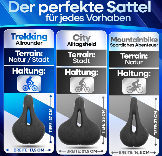 Selle de vélo NextCover - Noire - 26 x 18 x 10 cm - Mousse à mémoire de forme, ergonomique
