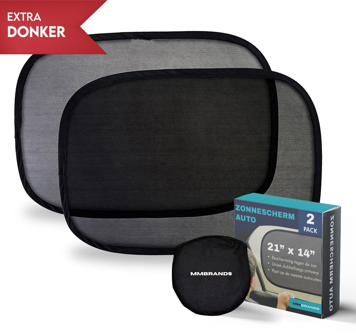 2 Pare-soleil pour voiture MM Brands - latéraux - ventouse - 51 x 31 cm