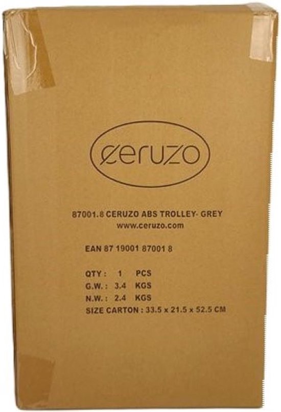 Valise cabine Ceruzo - Trolley - 28 L - 51,5 cm - Gris argenté - Roulettes pivotantes à 360° - Serrure à combinaison
