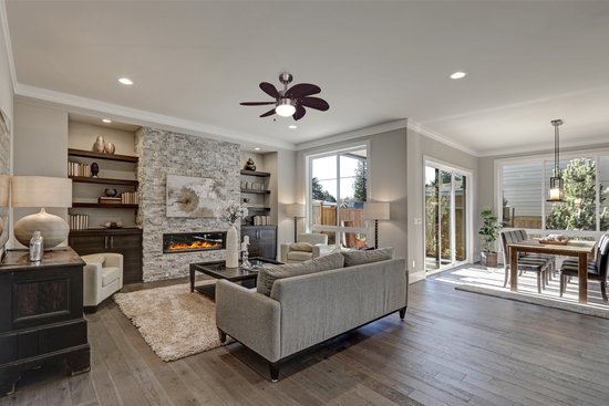 Bestron Ventilateur de plafond avec éclairage, 3 vitesses et grande portée de Ø75 cm, incl. fonction été/hiver, 50 W, DC30BC, couleur : Brun /eik