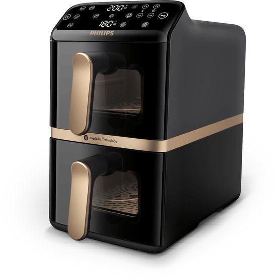 Friteuse à air chaud double étage Philips série 4000 - NA462/70 - 10 L - 6 programmes