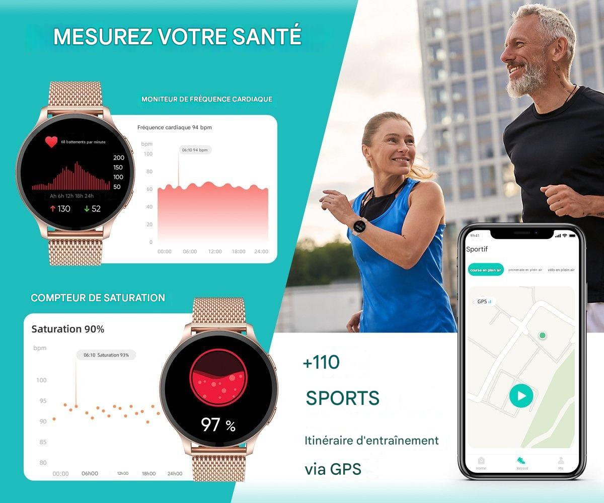Montre de sport FITAGE, Smartwatch, Podomètre, Rose