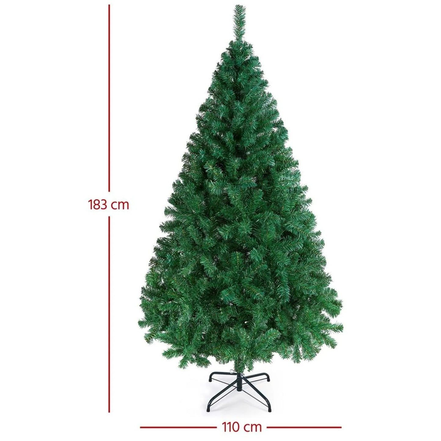 Yaheetech Sapin de Noël de table - Neige - 48 x 48 x 90 cm - 96 branches - Base en béton - Vert